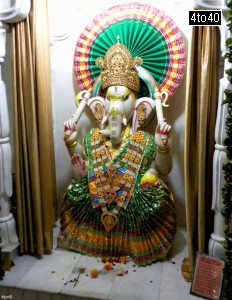 White Marble statue of Lord Ganesha at Sector 9 Rohini Ram Mandir
