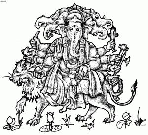 Gajakarna - Lord Ganesh Coloring Page