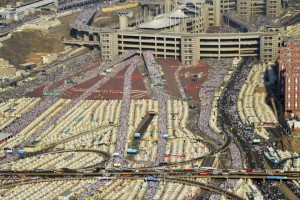 In this image released by the Saudi Press Agency (SPA), hundreds of thousands of Muslim pilgrims make their way to cast stones at a pillar symbolising the stoning of Satan in a ritual called ‘Jamarat’, the last rite of the annual hajj, on the first day of Eid al-Adha, in Mina on the outskirts of the holy city of Mecca, Saudi Arabia