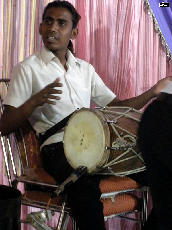 A dholka player at Mata Ki Chowki in Rohini New Delhi
