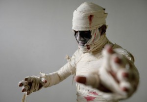 A student dressed for a Halloween fashion show poses for a photograph in Bangalore on October 31, 2015
