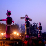 Effigies of Ravana, Meghnath and Kumbhakaran at Swarn Jayanti Park, Rohini, New Delhi