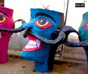 Effigies of Ravana being prepared at Subhash Nagar Chowk, Near Khyala, New Delhi