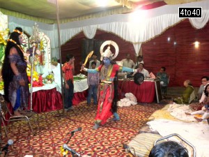 Goddess Kali and Lord Shiva dance item at a Mata Ki Chowki event at Cosy Apartments, Sector 9, Rohini, New Delhi