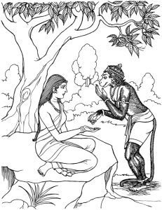 Hanuman discovers Sita in Lanka