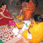 Hindu married woman performing Karva Chauth rituals at Cosy Apartments, Sector 9, Rohini, New Delhi