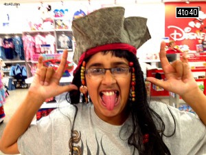 Indian kid dressed as Jack Sparrow on the eve of Halloween festival in New Jersey