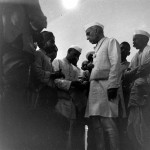 Jawahar Lal Nehru listening to visitors