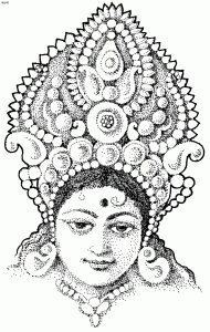 Maa Durga Line Art for coloring