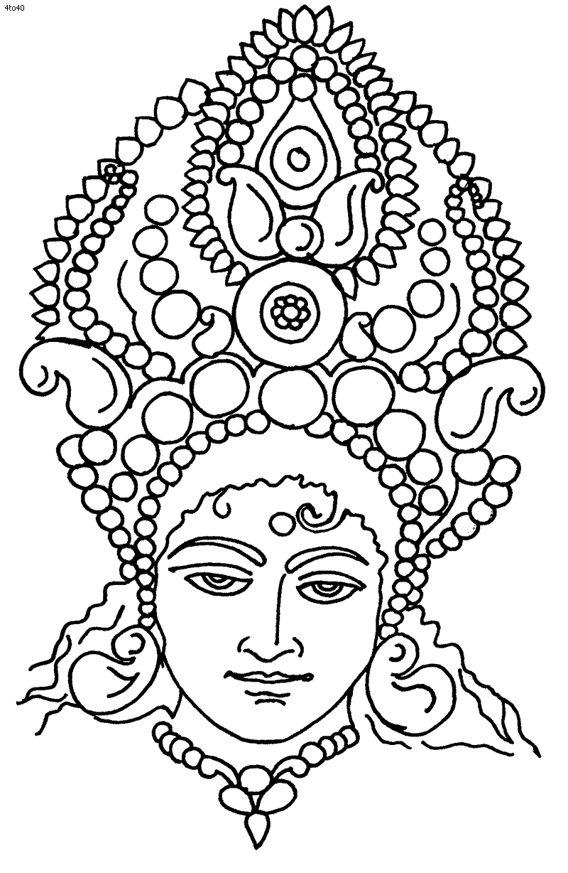 Maa Durga Line Art