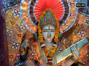 Marble statue of Goddess Saraswati at Ram Mandir, Sector 9, Rohini, New Delhi