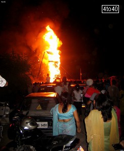 On completion of Ramlila shows effigies of Ravana are burned on Dussehra