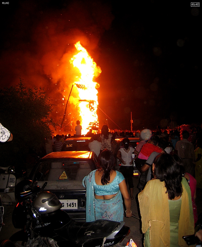 On completion of Ramlila shows effigies of Ravana are burned on Dussehra