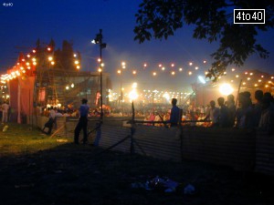 People waiting to see burning of Ravana, Meghnath and Kumbhakaran effigies at Swarn Jayanti Park Dussehra Mela