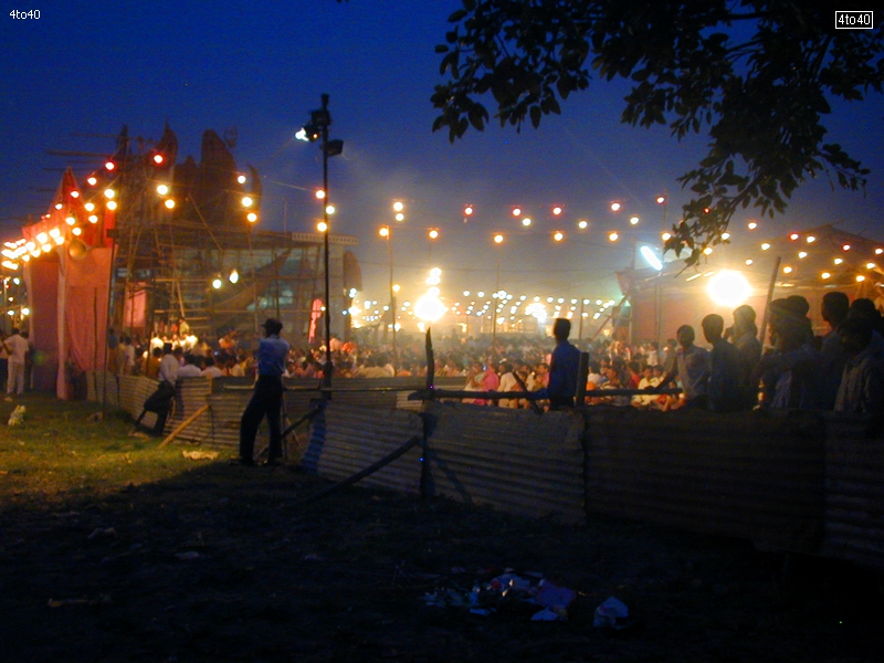 People waiting to see burning of Ravana, Meghnath and Kumbhakaran effigies at Swarn Jayanti Park Dussehra Mela