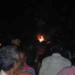 People watching burning of Ravana effigy