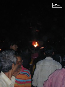 People watching burning of Ravana effigy