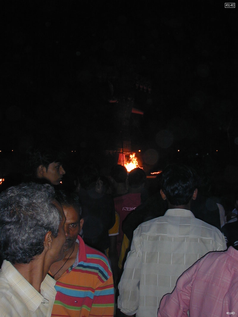People watching burning of Ravana effigy