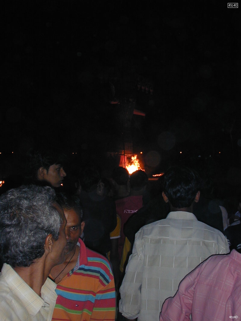 People watching burning of Ravana effigy
