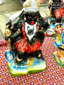 Plaster of Paris Statue of Maa Kali on display for sale at Deepali Chowk, Rohini, New Delhi