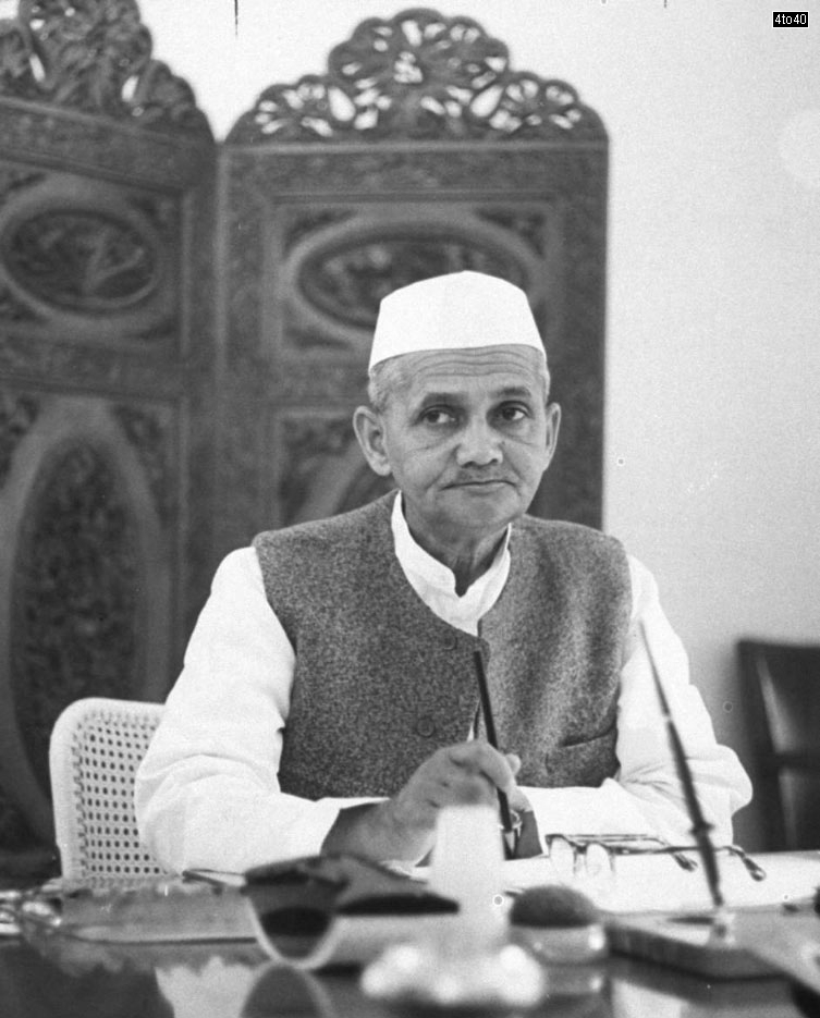 Prime Minister Lal Bahadur Shastri of India in his office in Parliament