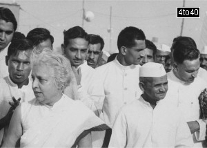 Prime Minister Lal Bahadur Shastri with MME Vijaya Lakshmi Pandit at foundation stone laying in village of Soraon