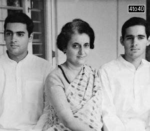 Rajiv and Sanjay Gandhi with their mother Smt. Indira Gandhi