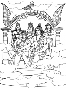 Rama and Sita Return to Ayodhya in Pushpaka Chariot