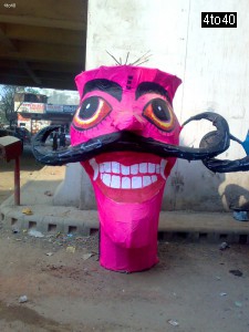 Ravana, Meghnath & Kumbhakarna effigies at Dwarka Mode, New Delhi
