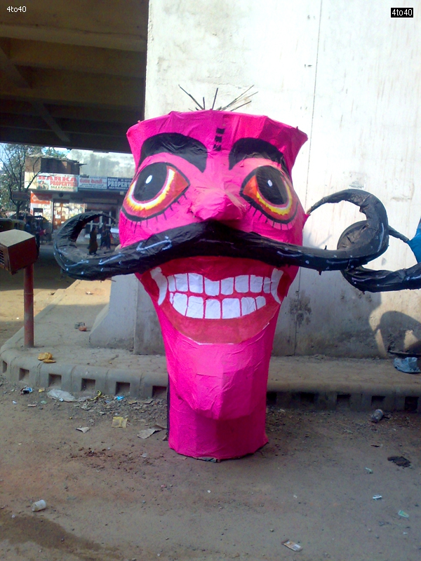 Ravana, Meghnath & Kumbhakarna effigies at Dwarka Mode, New Delhi