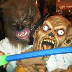 Scary werewolf and skull moster