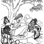 Sita in Ashok Vakita surrounded by Rakshasis