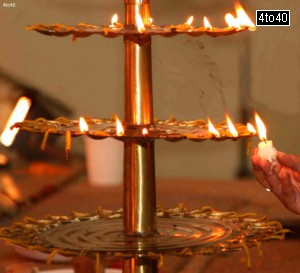 Durga puja lamps