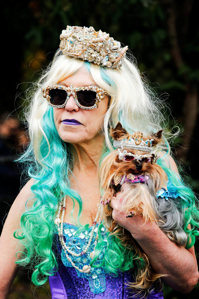 A reveller takes part in the annual Halloween Dog Parade at Manhattan’s Tompkins Square Park in New York, US, on October 22, 2016.