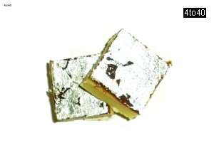 Chocolate burfi with silver foil layering is popular among kids