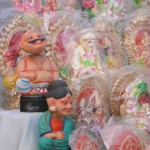 Clay statues on sale during Diwali festival at Nangloi More, New Delhi