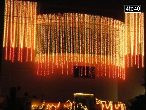Diwali decoration of fancy lights at a banquet hall on Peera Garhi - Rohtak Road, New Delhi