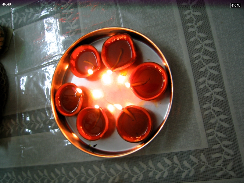 Earthen lamps are lighted around the home on ocassion of Diwali festival