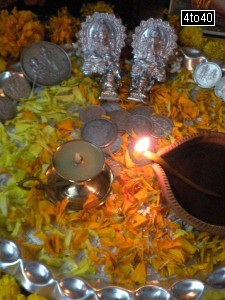 Goddess Laxshmi and Lord Ganesha Diwali Puja Thali