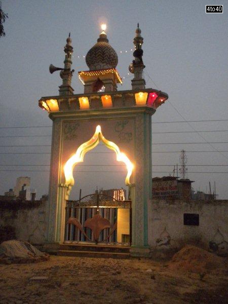 Near Mukesh Sharma School (Ranholla) Mosque with fancy lights on Diwali Night