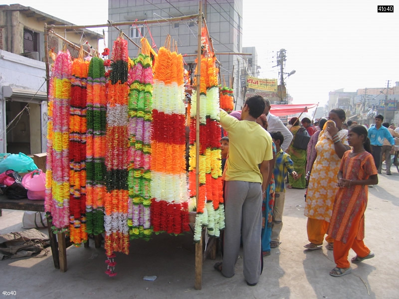 People in Nangloi buying bandarwal for decorating their home on Diwali festival