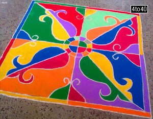 Rangoli made using Gulal on the ocassion of Diwali festival