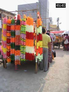 To decorate their home entrance people buying bandarwals at Nangloi Market in New Delhi
