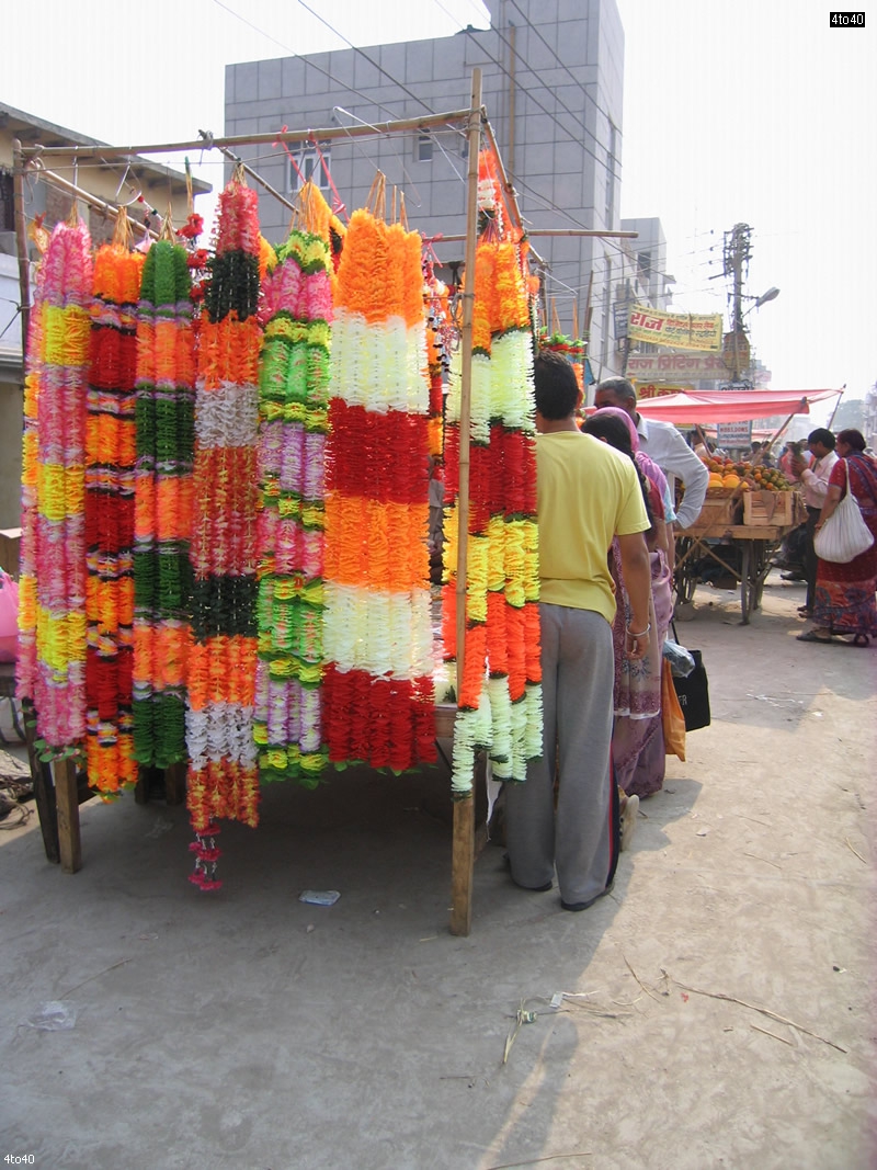 To decorate their home entrance people buying bandarwals at Nangloi Market in New Delhi