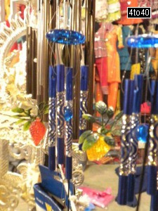 Wind chimes on display in shop
