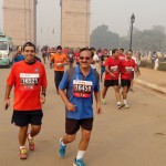 Delhi half marathon runners at India Gate