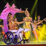 Differently-abled artistes of the Guru Syed Salahuddin Pasha's Ability Unlimited Foundation perform ‘Gita on wheelchair’ during ‘Gita Jayanti Mohotsav’ at Braham Sarovar in Kurukshetra on December 20, 2015