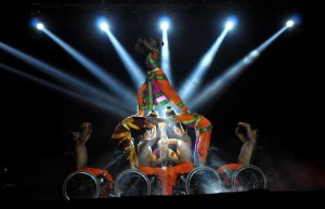 Differently-abled artistes of the Guru Syed Salahuddin Pasha's Ability Unlimited Foundation perform ‘Gita on wheelchair’ during ‘Gita Jayanti Mohotsav’ at Braham Sarovar in Kurukshetra on December 20, 2015