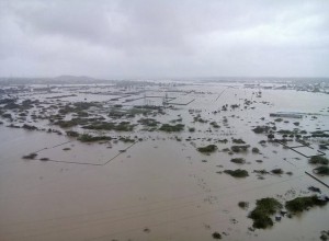 Flooded areas are pictured on the outskirts of Chennai, India, December 2, 2015.
