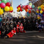 Members of the New York City Police department pose for a picture before the annual Thanksgiving Day Parade on November 26, 2015 in New York City.